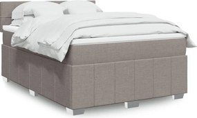 vidaXL Κρεβάτι Boxspring με Στρώμα Taupe 140x190 εκ. Υφασμάτινο