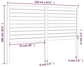 vidaXL Κεφαλάρι Κρεβατιού Μαύρο 156 x 4 x 100 εκ. Μασίφ Ξύλο Πεύκου