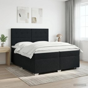 vidaXL Κρεβάτι box spring με στρώμα Μαύρο 200 x 200 cm Ύφασμα