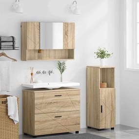vidaXL Σετ Επίπλων Μπάνιου με ράφι 3 pcs Sonoma Δρυς 76,5 x 35 x 64 εκ