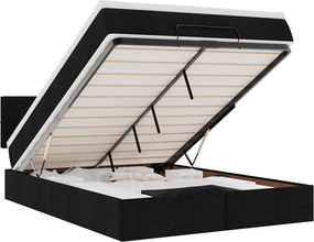 vidaXL Οθωμανικό κρεβάτι με στρώμα Μαύρο 140x200cm Ύφασμα