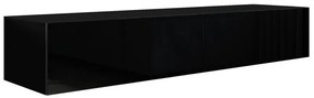Τραπέζι Tv Charlotte A122, Γυαλιστερό μαύρο, Μαύρο, Ο αριθμός των θυρών: 2, 180x30x40cm, 30 kg | Epipla1.gr