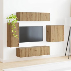 vidaXL Σετ τοίχου για τηλεόραση 6 pcs Artisan Oak