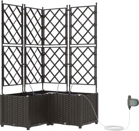 vidaXL Γλάστρα Κήπου 3 τμχ. Καφέ 80 x 80 x 142 cm PP