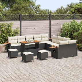 vidaXL Σετ Καναπέ Κήπου 14 pcs Μαύρο και κρεμ 110 x 55 x 71 εκ