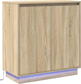 vidaXL Πλευρικό Τραπέζι LED Sonoma Δρυς 71 x 34,5 x 75 εκ.