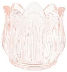 Beauty Home Γυάλινο Κηροπήγιο Λουλούδι Ροζ 7 x 6,7 CM