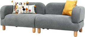 Διθέσιος Καναπές Boho με Ξύλινα Πόδια & Ύφασμα Μπεζ 211x78x75 cm
