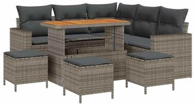 vidaXL Σετ Καναπέ Κήπου με μαξιλάρι 9 pcs Γκρι 110 x 55 x 71 εκ