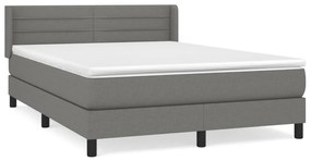 vidaXL Κρεβάτι Boxspring με Στρώμα Σκούρο Γκρι 140x200 εκ Υφασμάτινο