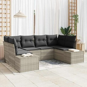 vidaXL Σετ Καναπέ Κήπου με μαξιλάρι 6 pcs Ανοιχτό γκρι Πολυ ράταν