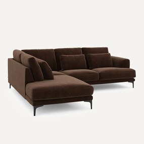 Γωνιακός καναπές αριστερός, από βελούδινo chenille, Marsile