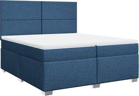 vidaXL Κρεβάτι Boxspring με Στρώμα Μπλε 200x200 εκ. Υφασμάτινο