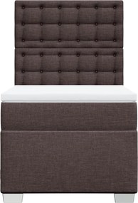 vidaXL Κρεβάτι Boxspring με Στρώμα Σκούρο Καφέ 90x200 εκ. Υφασμάτινο
