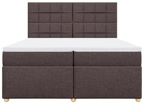 vidaXL Κρεβάτι Boxspring με Στρώμα Σκούρο Καφέ 200x200 εκ. Υφασμάτινο