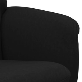 Πολυθρόνα Relax με Υποπόδιο Μαύρη Βελούδινη - Μαύρο