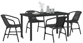 vidaXL Σέτ φαγητού για κήπο 5 pcs Μαύρο Πολυ ράταν