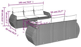 vidaXL Σαλόνι Κήπου Σετ 7 Τεμαχίων Καφέ Συνθετικό Ρατάν με Μαξιλάρια