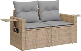 vidaXL Σετ Καναπέ Κήπου με μαξιλάρι 11 pcs Μπεζ Πολυ ράταν