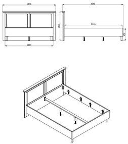 Ξύλινο Κρεβάτι Valencia 160 Λευκό - Artisan Oak - Λευκό Ματ 160x200 εκ. 182.5x208x103.5 εκ.