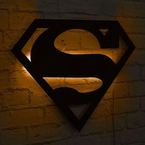 Διακοσμητικό Τοίχου Με Φως Led Superman 395NGR1926 52x40cm Yellow-Black Wallity Mdf