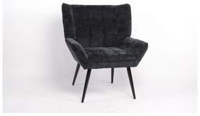 Πολυθρόνα ArteLibre TIVA Μαύρο Ύφασμα Σενίλ/Μέταλλο 84x78x77cm