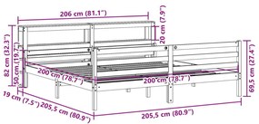 Πλαίσιο Κρεβατιού με Κεφαλάρι Λευκό 200x200 εκ. από Μασίφ Πεύκο - Καφέ