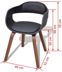 Καρέκλες Τραπεζαρίας 2 τεμ. Μαύρες Λυγισμ. Ξύλο/Συνθετικό Δέρμα - Μαύρο