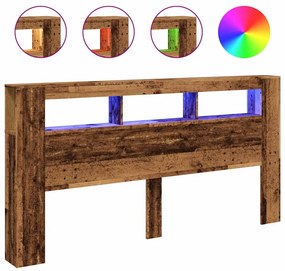vidaXL LED κεφαλάρι Παλιό ξύλο 200x18,5x103,5 cm Κατασκευασμένο ξύλο