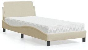 Κρεβάτι με Στρώμα Κρεμ 90x200 εκ.Υφασμάτινο - Κρεμ
