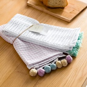 Ποτηρόπανα Adelain Σετ 2τμχ 590/11 Aqua-Fuchsia Gofis Home 40x60cm 100% Cotton
