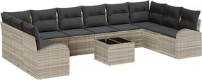vidaXL Σετ Καναπέ με μαξιλάρι 11 pcs Ανοιχτό γκρι Πολυρατάν