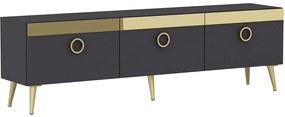 Έπιπλο Tηλεόρασης Safar 327ODS1126 150x30x45cm Anthracite-Gold