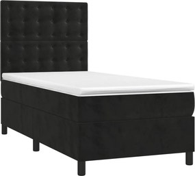 vidaXL Κρεβάτι Boxspring με Στρώμα Μαύρο 90x190 εκ. Βελούδινο