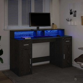 vidaXL Γραφείο με ράφι Μαύρη δρυς 140 x 55 x 91 εκ. Επεξεργασμένο ξύλο