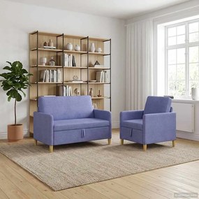 vidaXL Σαλονάκι Σετ Με Αποθηκευτικό Χώρο 2 pcs Μπλε τζην Πολυεστέρας