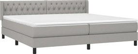 vidaXL Κρεβάτι Boxspring με Στρώμα Ανοιχτό Γκρι 200x200 εκ. Υφασμάτινο