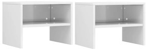 vidaXL Κομοδίνα 2 τεμ. Γυαλιστερό Λευκό 40x30x30 εκ. από Επεξ. Ξύλο