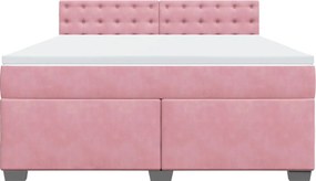 vidaXL Κρεβάτι Boxspring με Στρώμα Ροζ 180x200 εκ. Βελούδινο