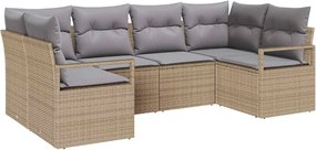 vidaXL Σετ Καναπέ με μαξιλάρι 6 pcs Μπεζ συνθετικό ρατάν