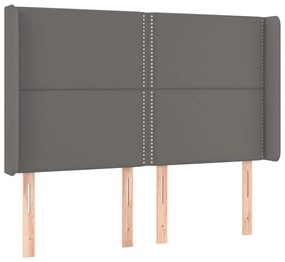Κεφαλάρι με Πτερύγια Γκρι 147x16x118/128εκ.Συνθετικό Δέρμα 3119534
