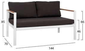 ΚΑΝΑΠΕΣ ΔΙΘΕΣΙΟΣ ΑΛΟΥΜΙΝΙΟΥ SAFIYA ΛΕΥΚΟΣ ΜΕ POLYWOOD HM5523.01 144X70X85Υεκ. (1 Τεμμάχια)