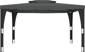 vidaXL Κιόσκι με Διπλή Οροφή Ανθρακί 3,98x2,98 μ. Ατσάλινο