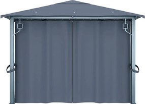 vidaXL Κιόσκι με Κουρτίνα Ανθρακί 400 x 300 εκ. Αλουμινίου