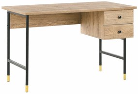 Τραπέζι γραφείου Berwyn 407, Με συρτάρια, 77x120x60cm, 34 kg, Μαύρο, Ανοιχτό χρώμα ξύλου | Epipla1.gr