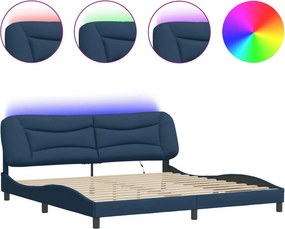 vidaXL Σκελετός Κρεβατιού με LED Χωρίς Στρώμα Hvar Μπλε 200x200 εκ.