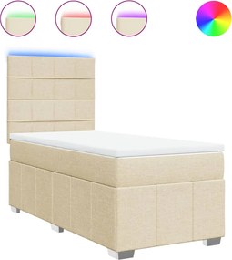 vidaXL Κρεβάτι Boxspring με Στρώμα Κρεμ 90x200 εκ.Υφασμάτινο