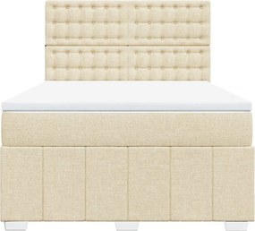 vidaXL Κρεβάτι Boxspring με Στρώμα Κρεμ 140x190 εκ. Υφασμάτινο