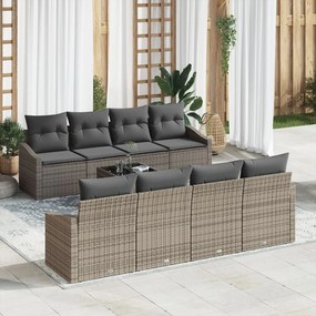 vidaXL Σετ 9 Τεμαχίων Καναπέ Κήπου με Μαξιλάρια Γκρι Στρανθετικός Ρατάν