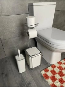 Stewehome Σετ κάδου απορριμμάτων με βάση και βουρτσάκι τουαλέτας από λευκό χρώμιο Λευκό